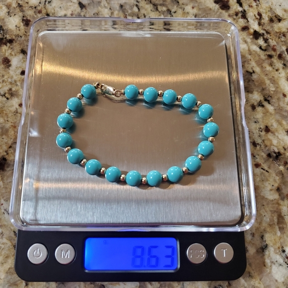 Vintage 14k Turquoise Beaded Bracelet - Picture 9 of 9